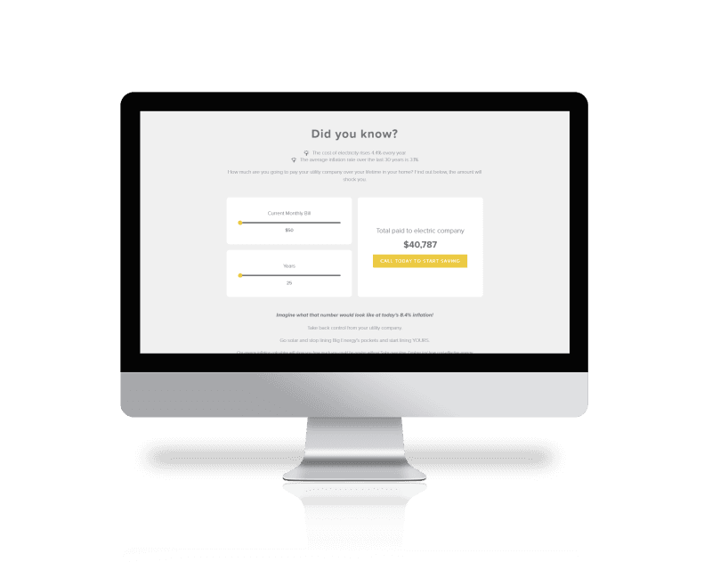 A computer screen on a white background. The screen displays Enlight.Energy's free utility bill calculator.