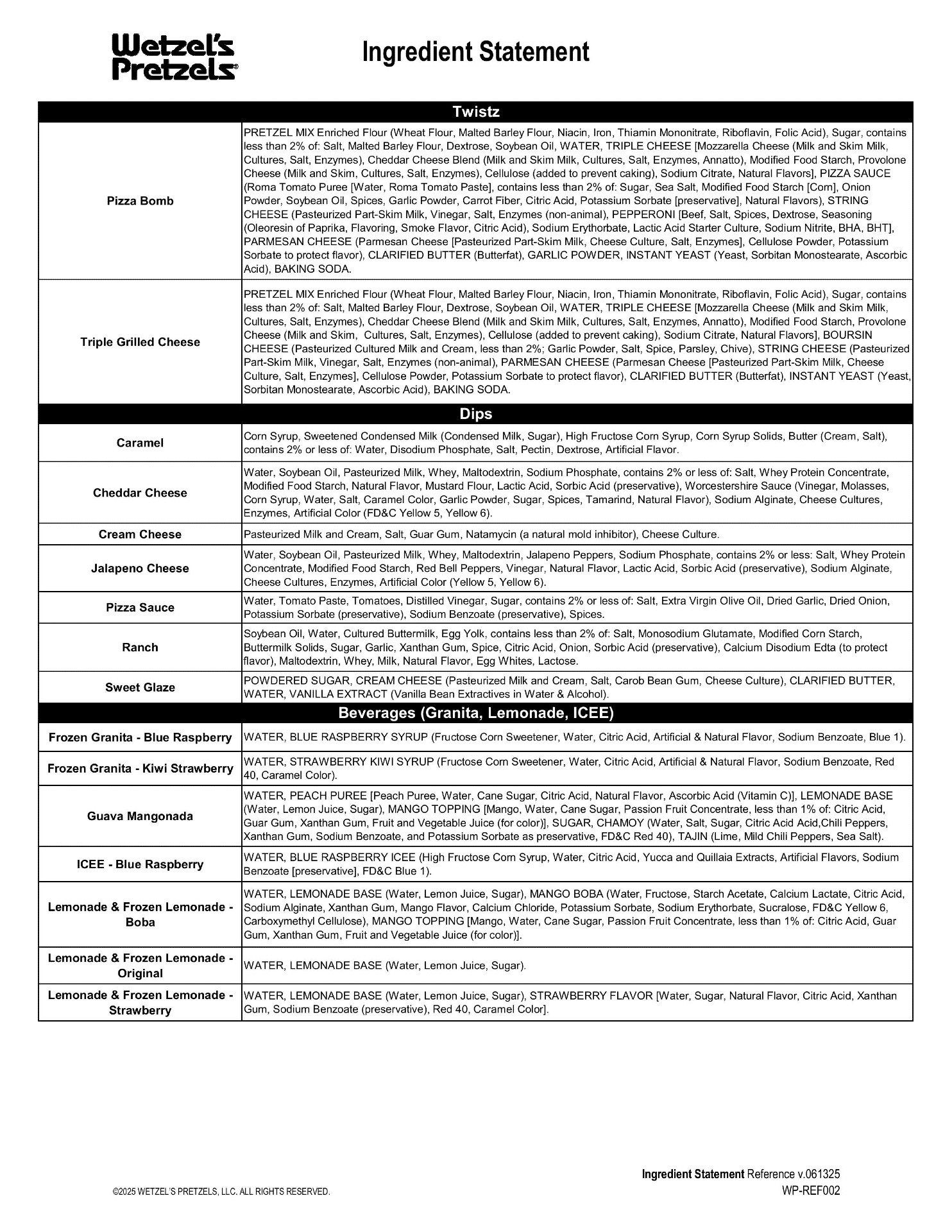 Ingredient statement page 3