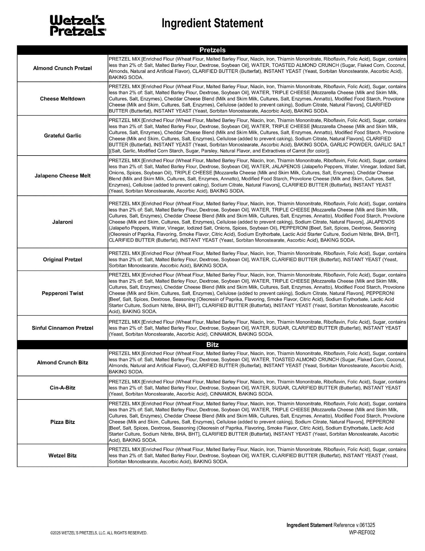 Ingredient statement page 1