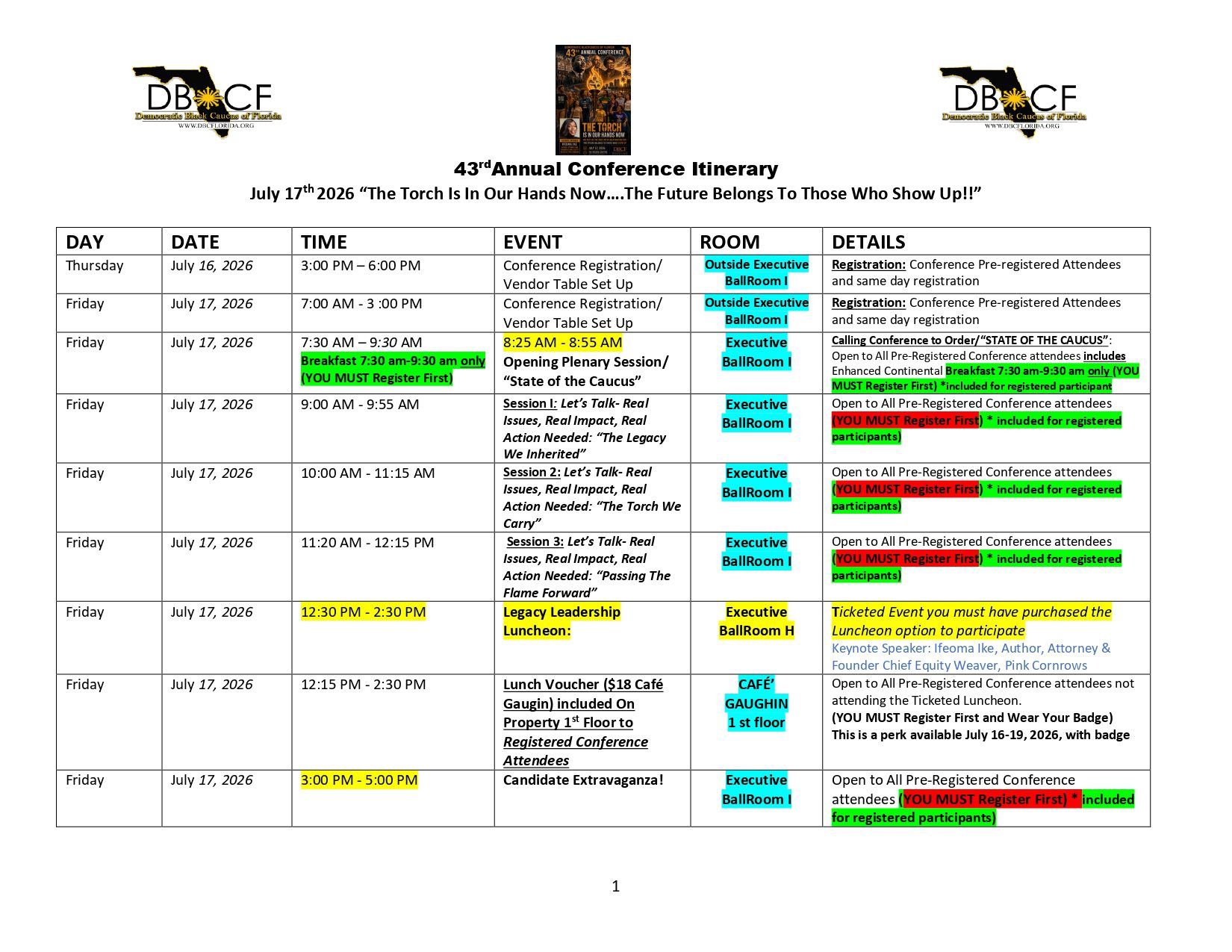 Conference Itinerary