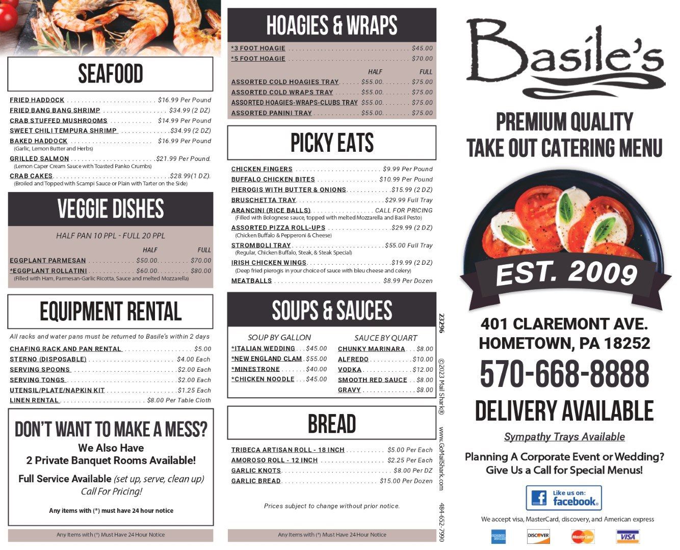 Menu Basile Italian Delight Restaurant