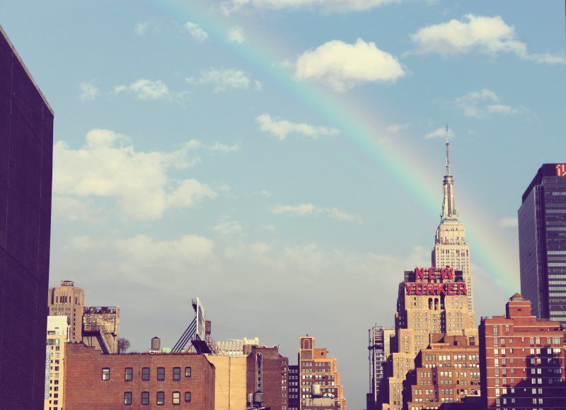 Sky, Rainbow, Buildings