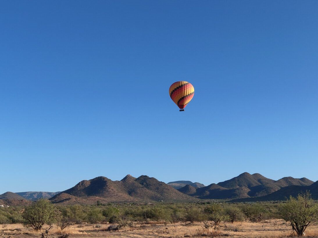 “Hot air balloon ride in Phoenix Arizona at sunrise