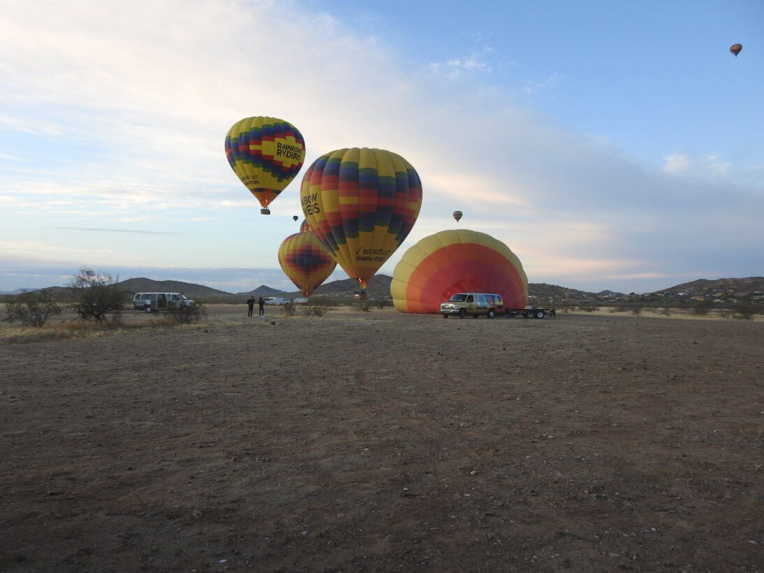 “Hot air balloon ride in Phoenix Arizona at sunrise