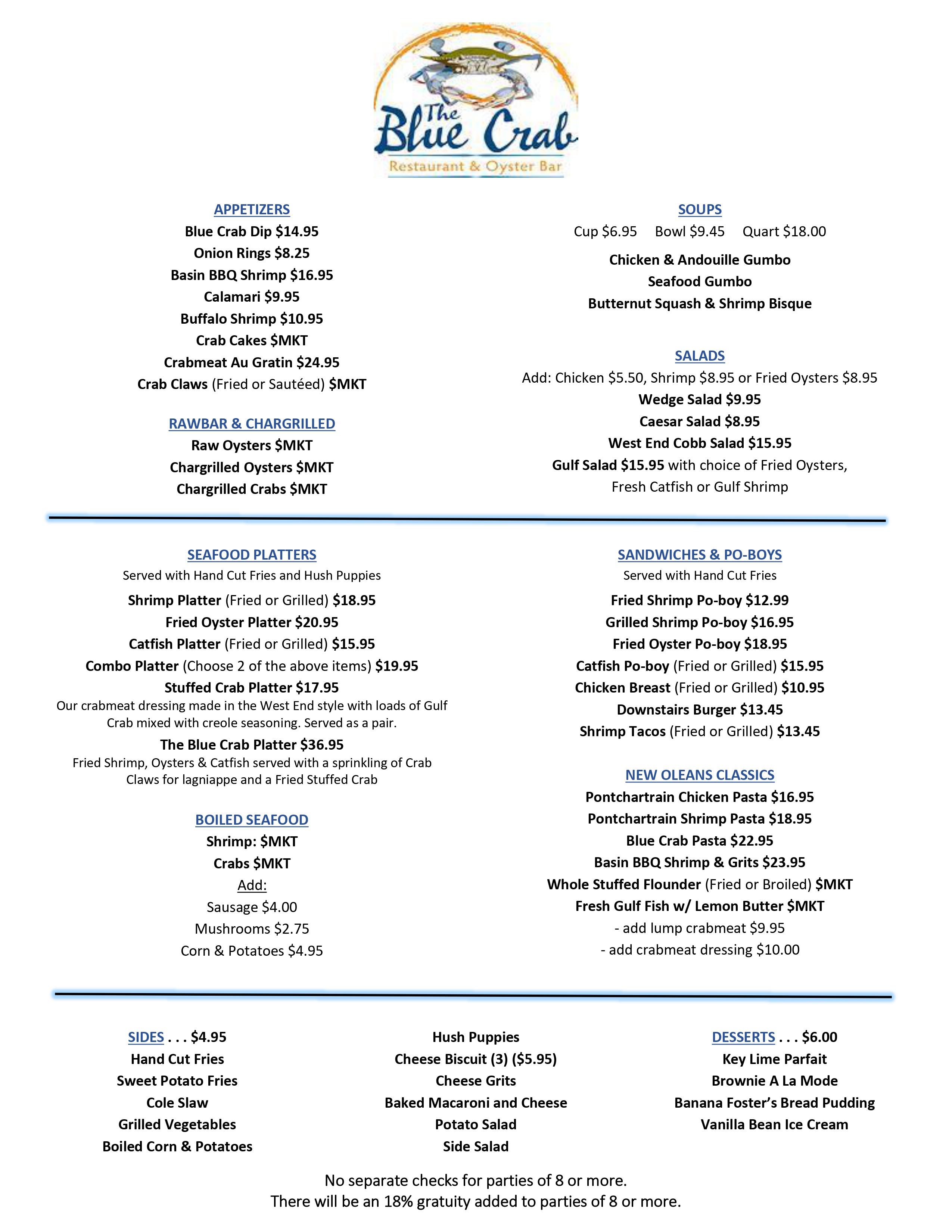 Restaurant and Oyster Bar in New Orleans The Blue Crab