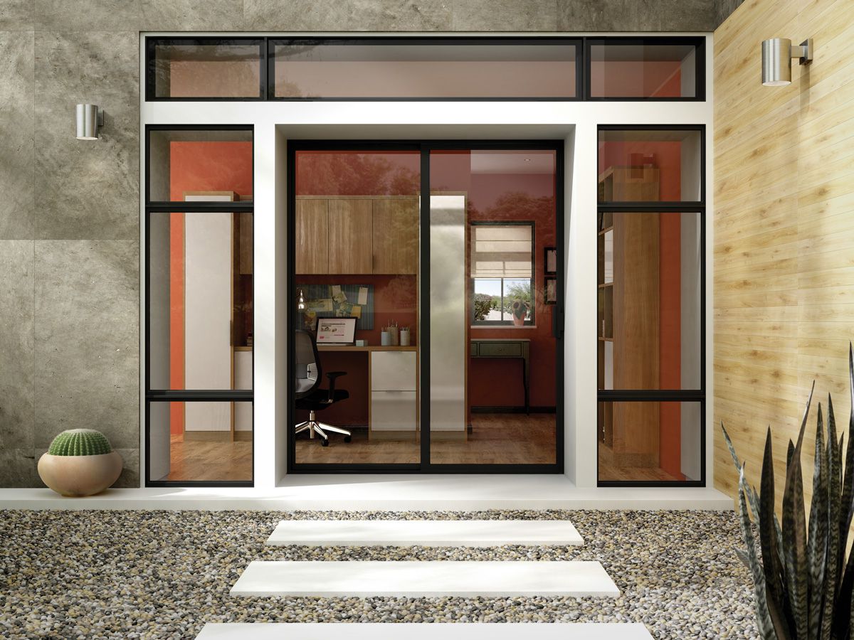 Milgard A250 aluminum patio doors with thin frames allow more light into a modern home