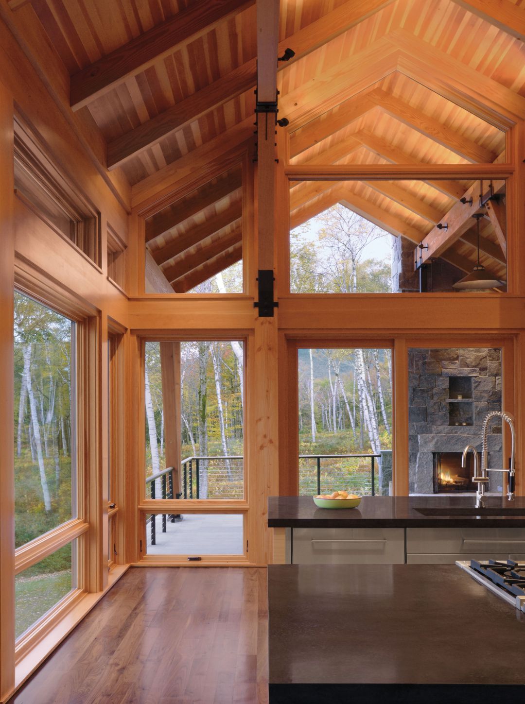 Marvin Ultimate casement and awning windows improve airflow in a mountain transitional home design