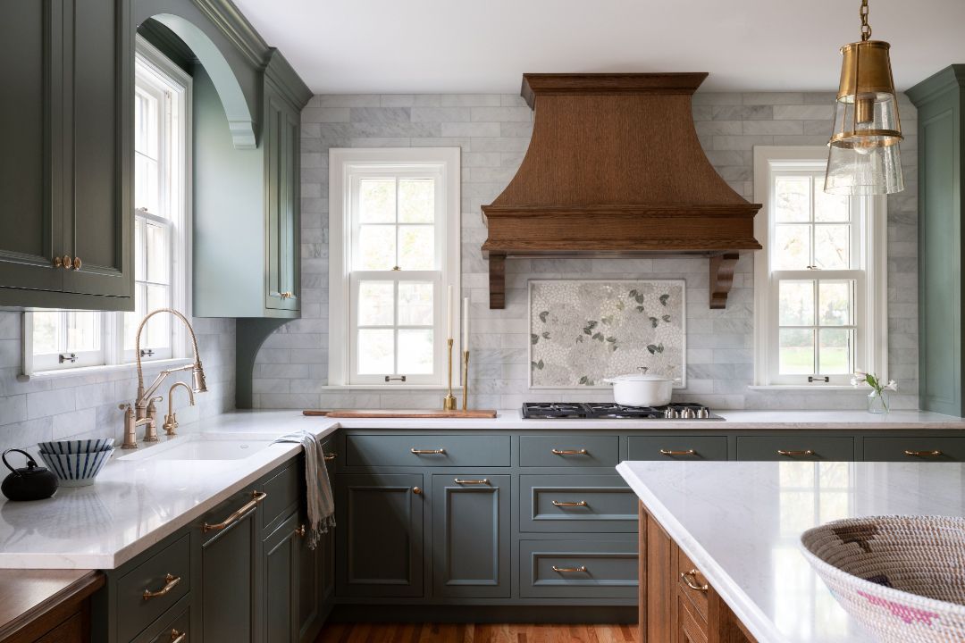 Marvin Ultimate Wood single hung windows with full wood interior in traditional home design