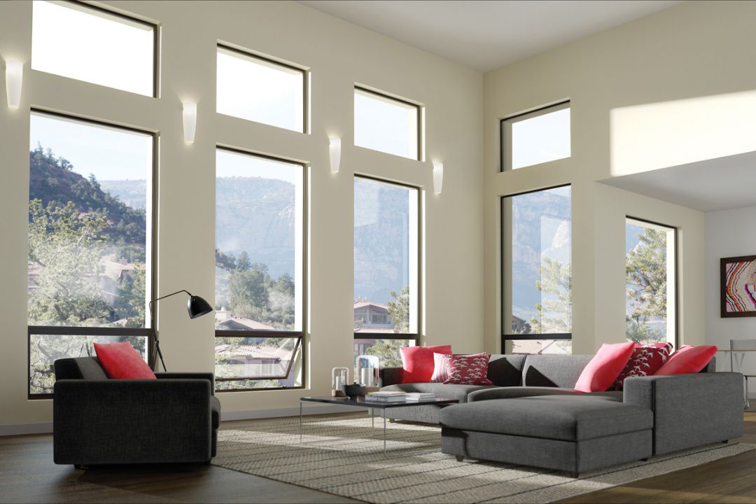 Milgard Thermally Improved Aluminum Series A250 windows in modern living room