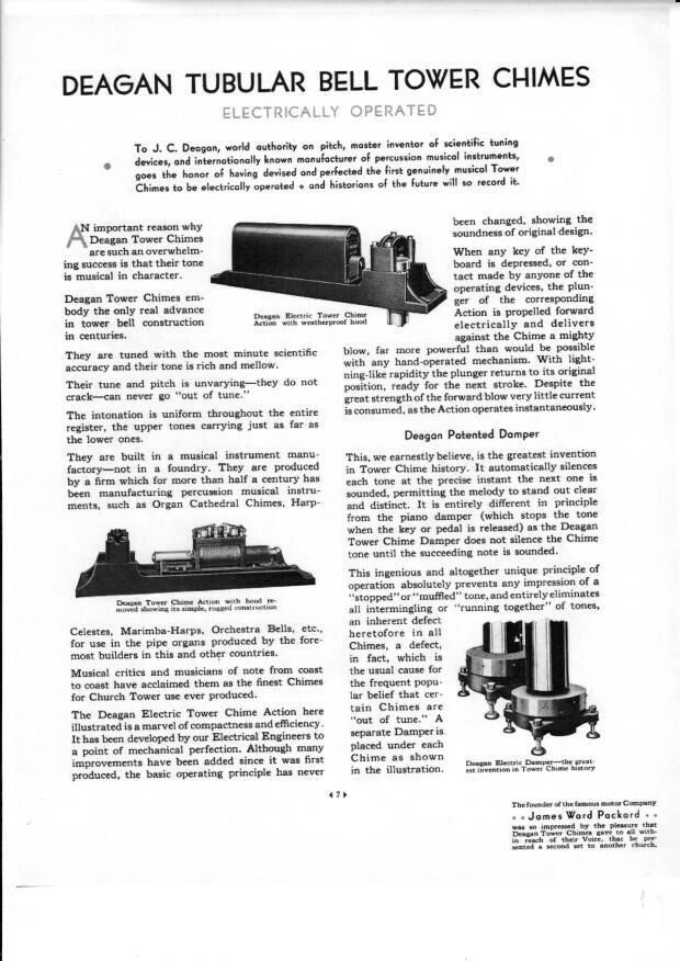 deagan tubular bell tower chimes