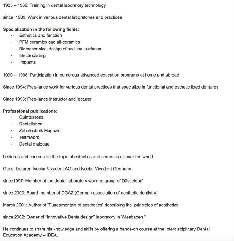 dentist training portfolio