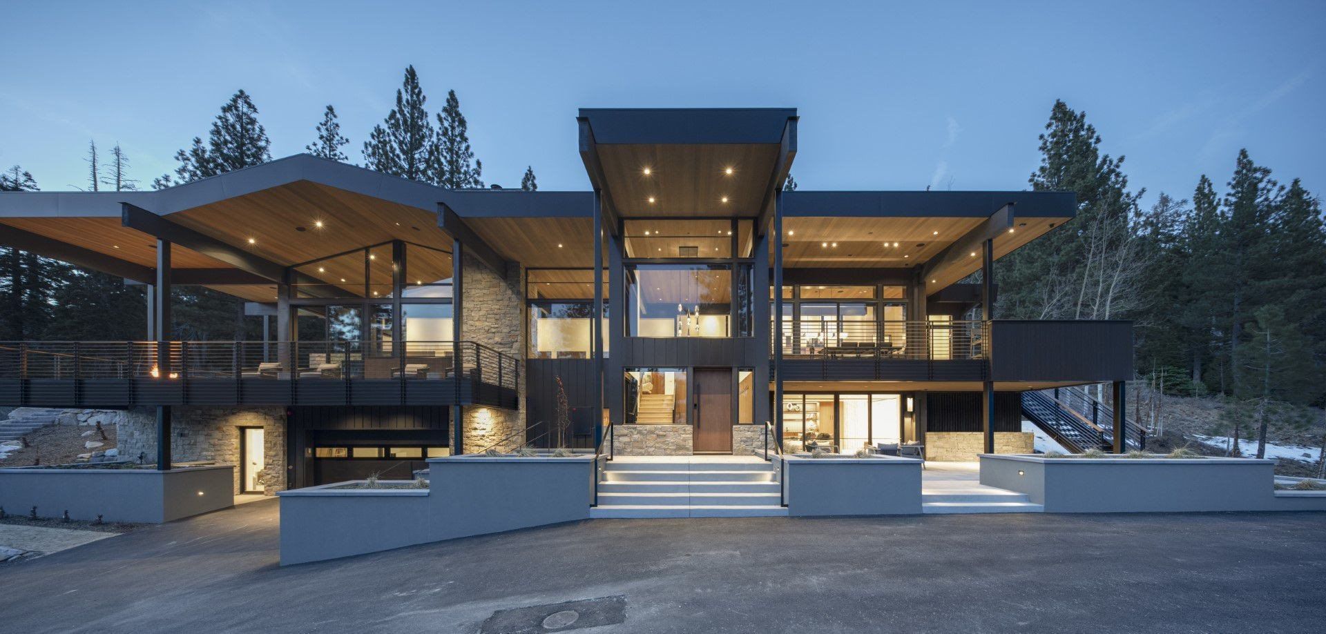 Pivot door entry on a Truckee, California home installed by California Craftsman