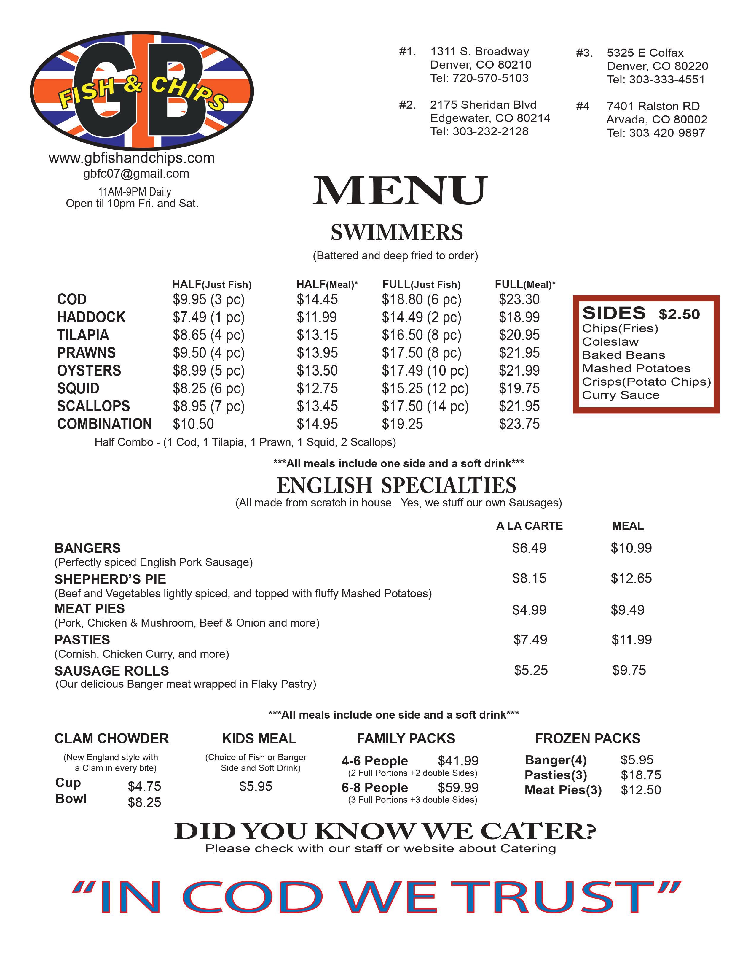 Menu Lists GB Fish and Chips