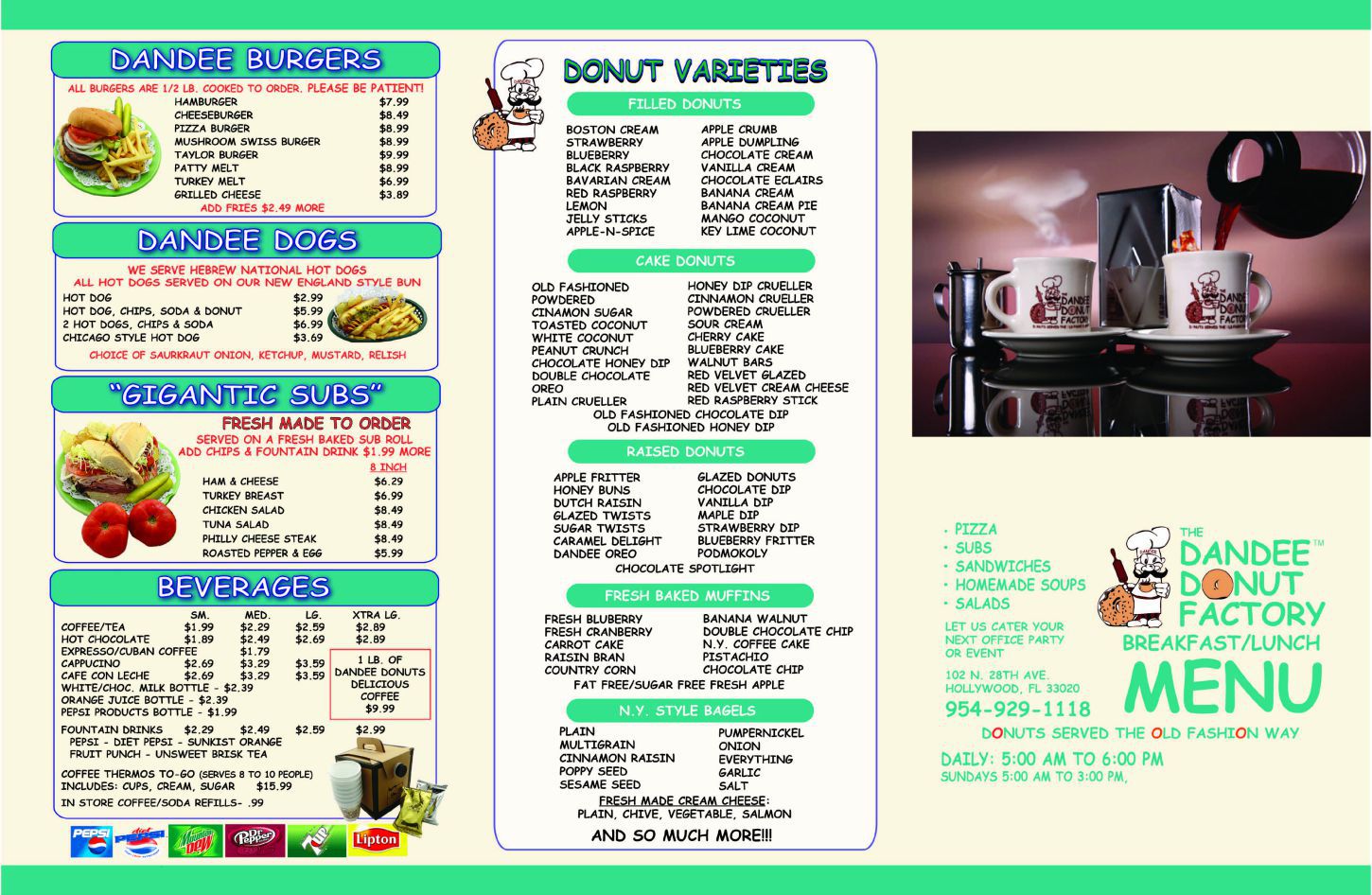 Menu Dandee Donut Factory