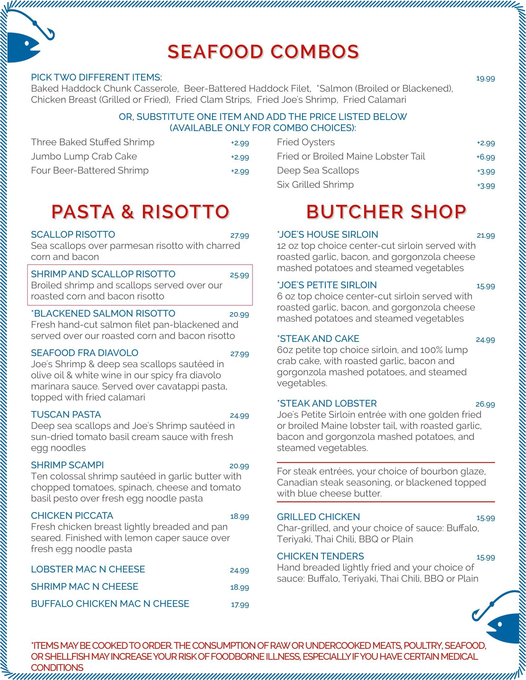Menu Joe Fish Casual Seafood