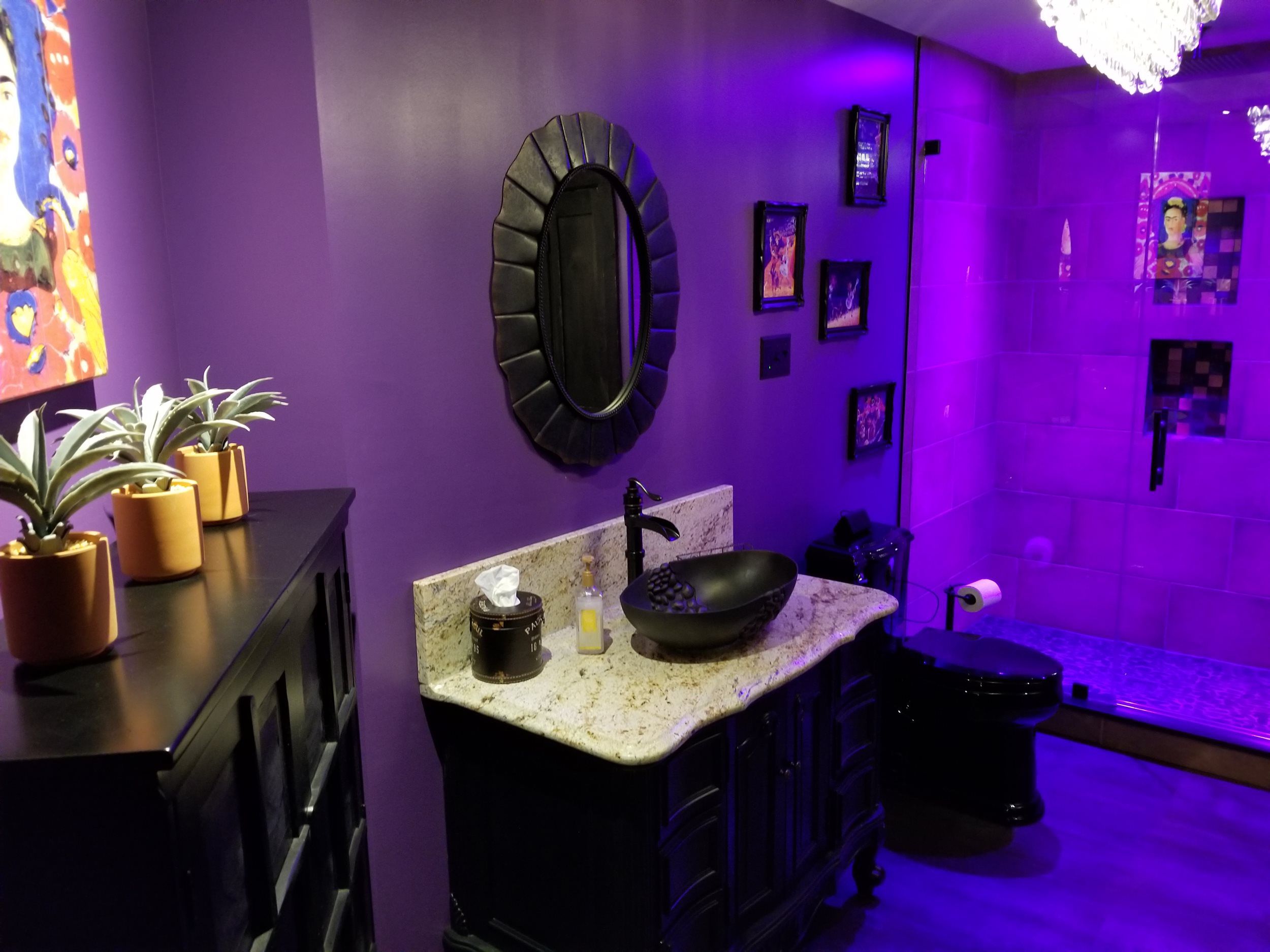 custom bathroom installed in basement