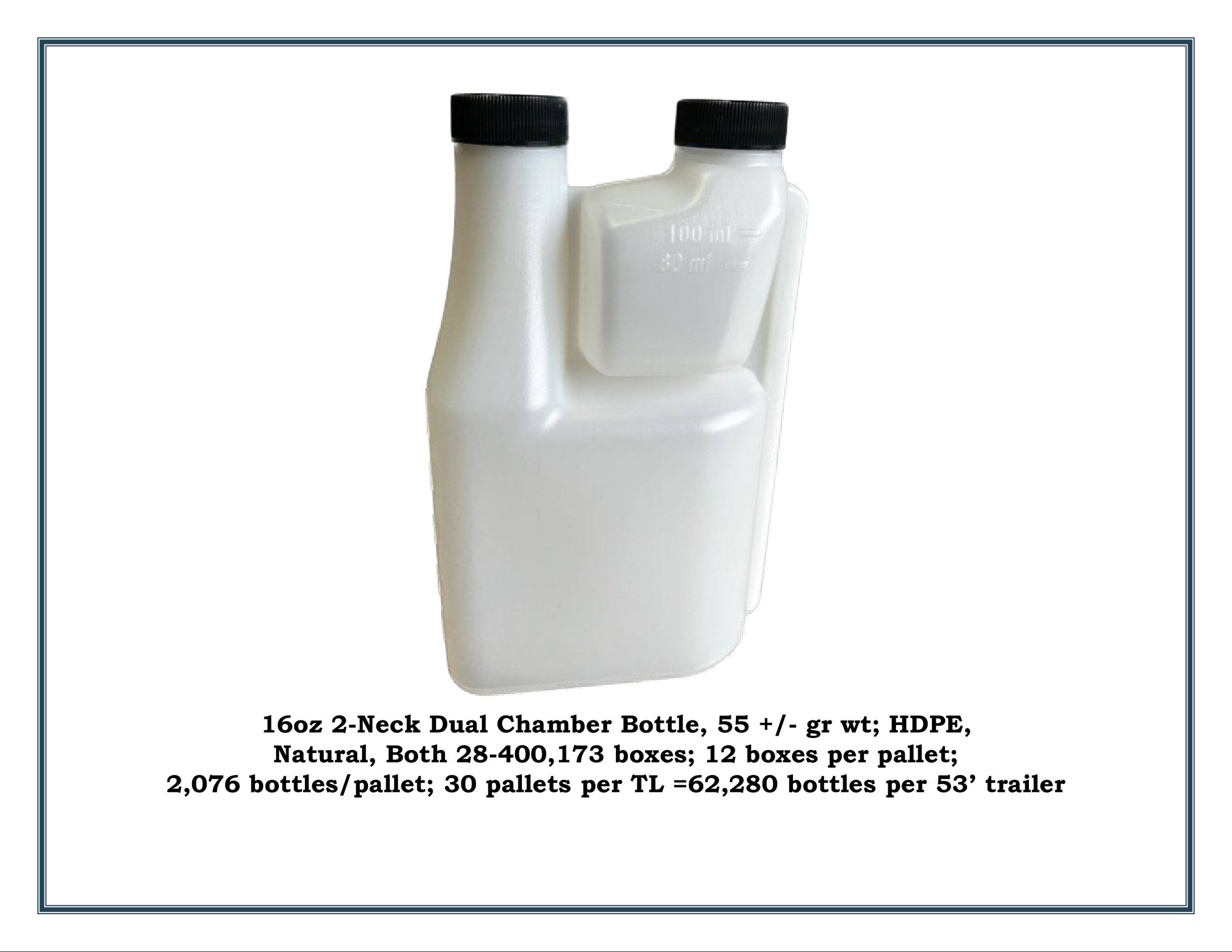 16oz 2-Neck Dual Chamber Bottle