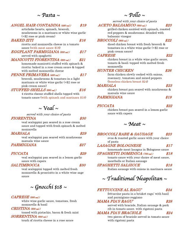 Il Basilico Trattoria Menu