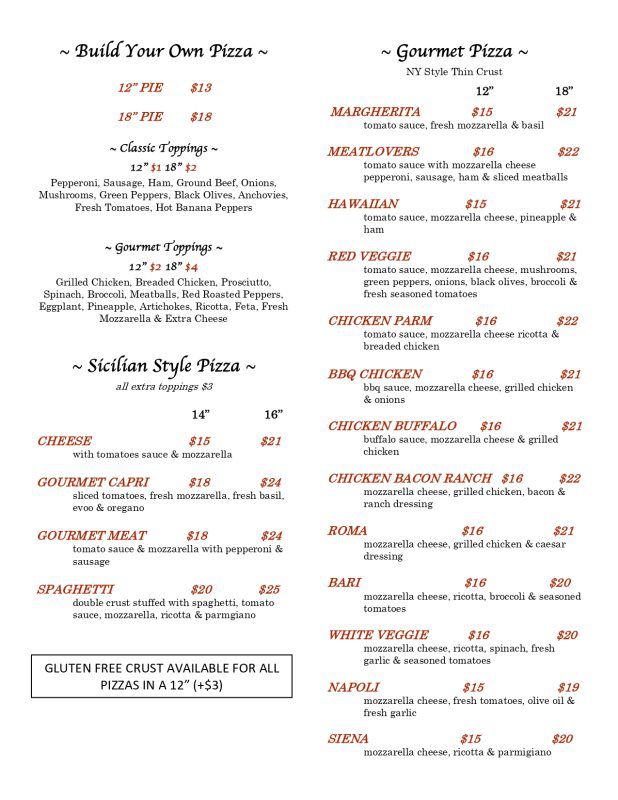Il Basilico Trattoria Menu