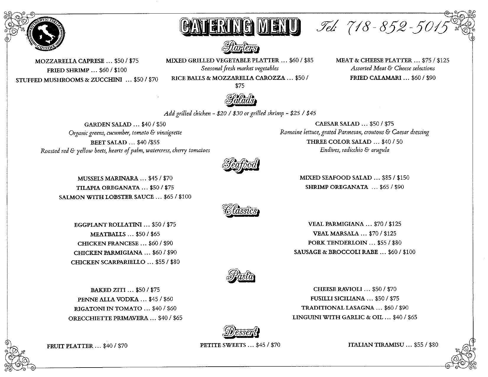 Marco Polo Catering Menu Marco Polo Ristorante