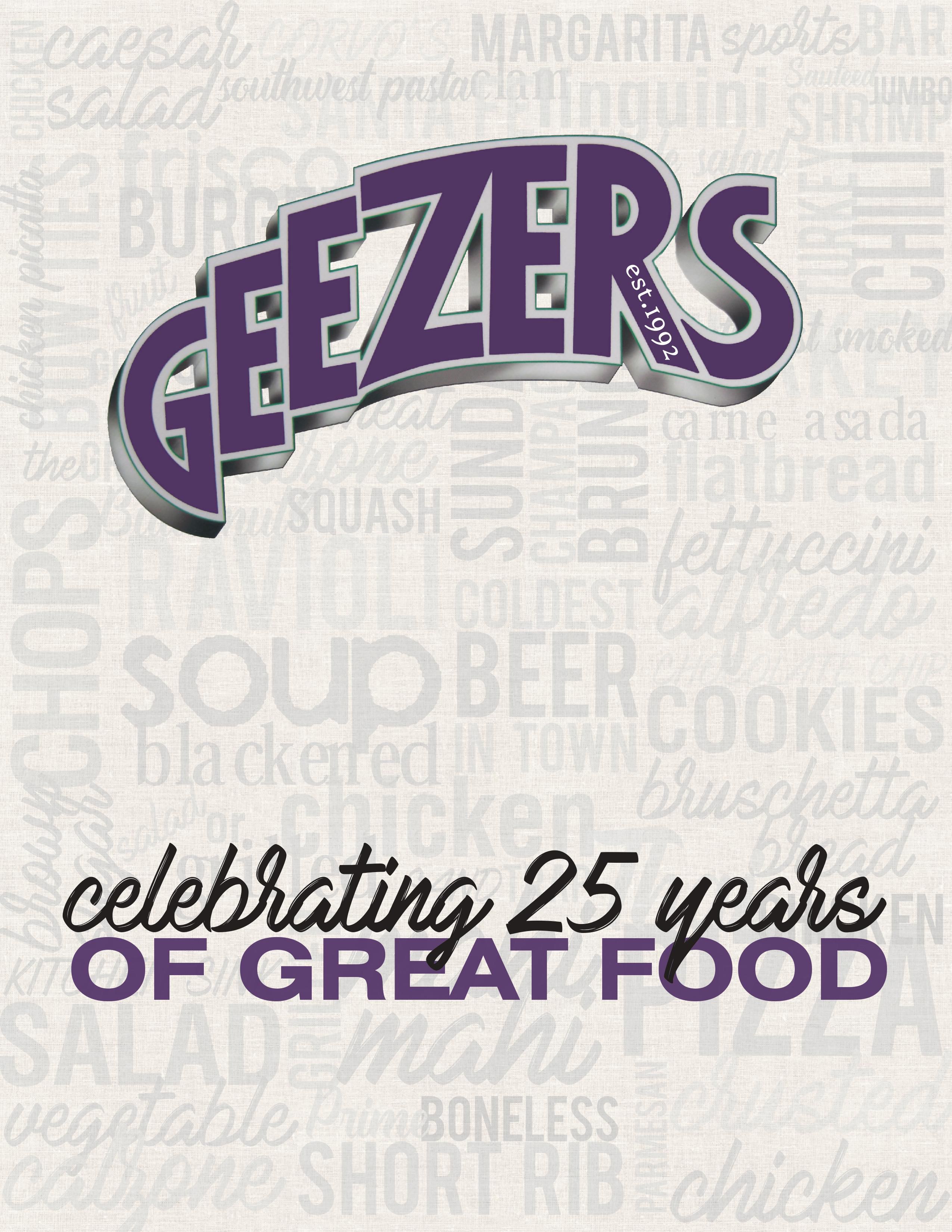 Geezers Menu Geezers Restaurant