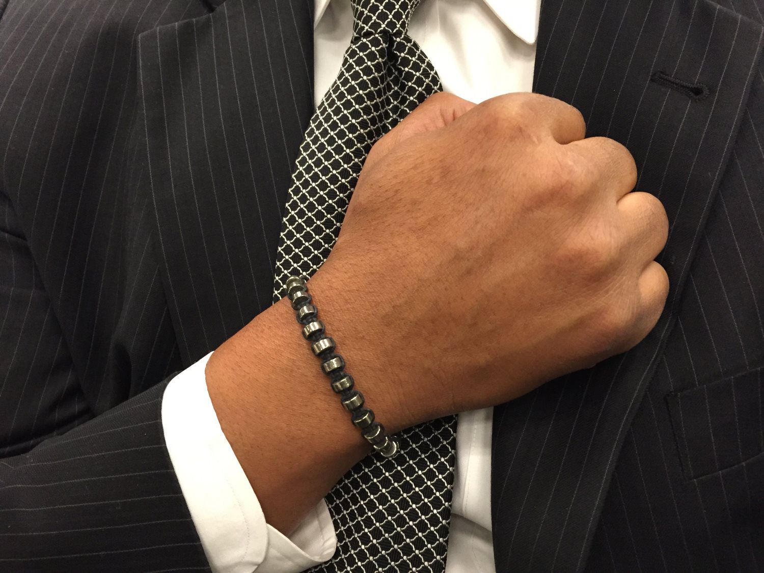 1045 – Men’s Akorie Men’s Black Stone Woven Bracelet 1045 – Men’s Akorie Men’s Black Stone Woven Bracelet