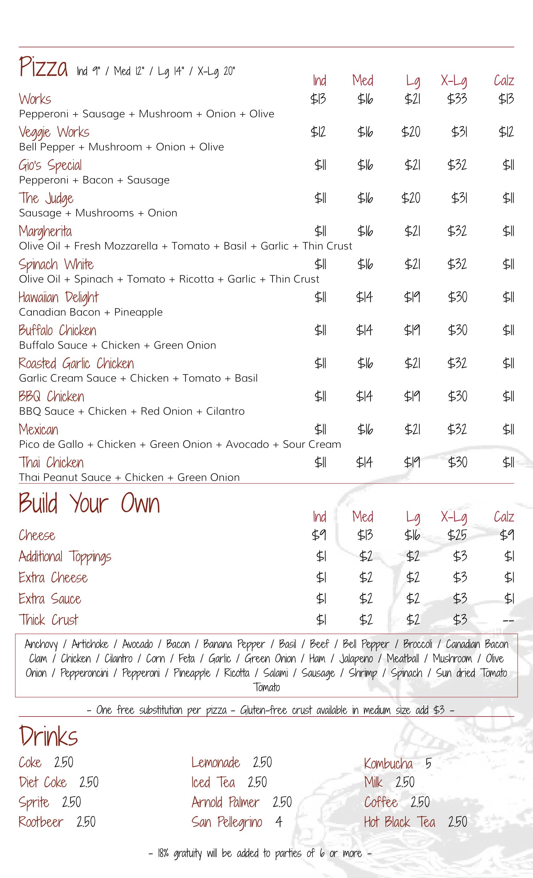 Menu - GIOVANNI'S RESTAURANT