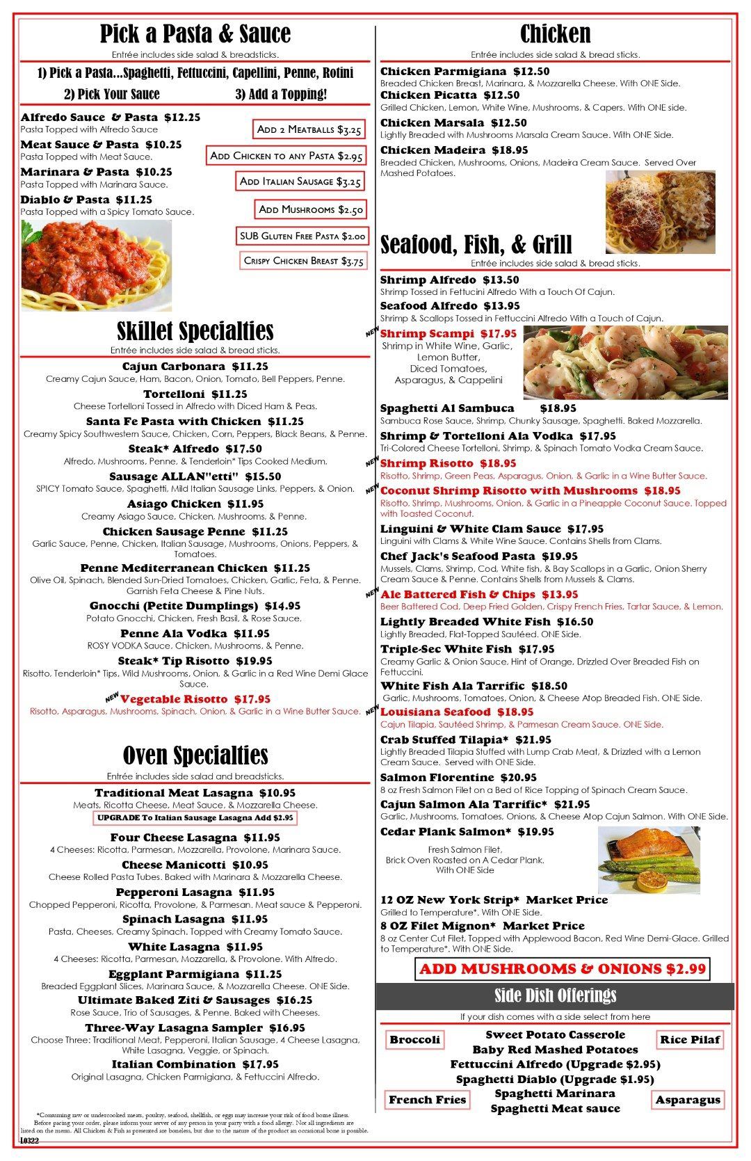 Our Lunch Menu PASTArrific Italian Restaurant