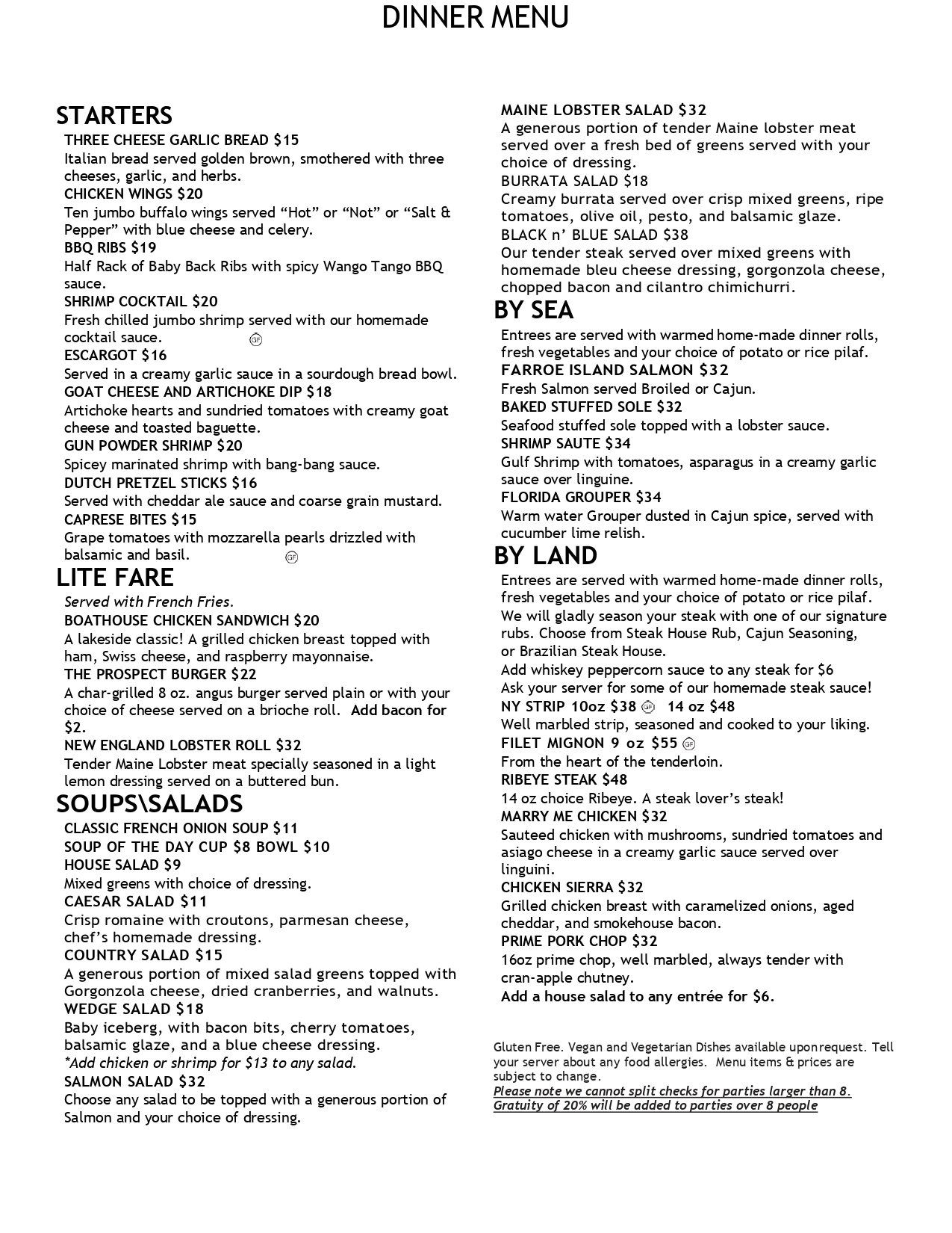 Our Menu - The Boathouse Restaurant