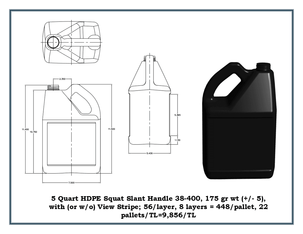 5 Quart HDPE Squat Slant Handle 38-400