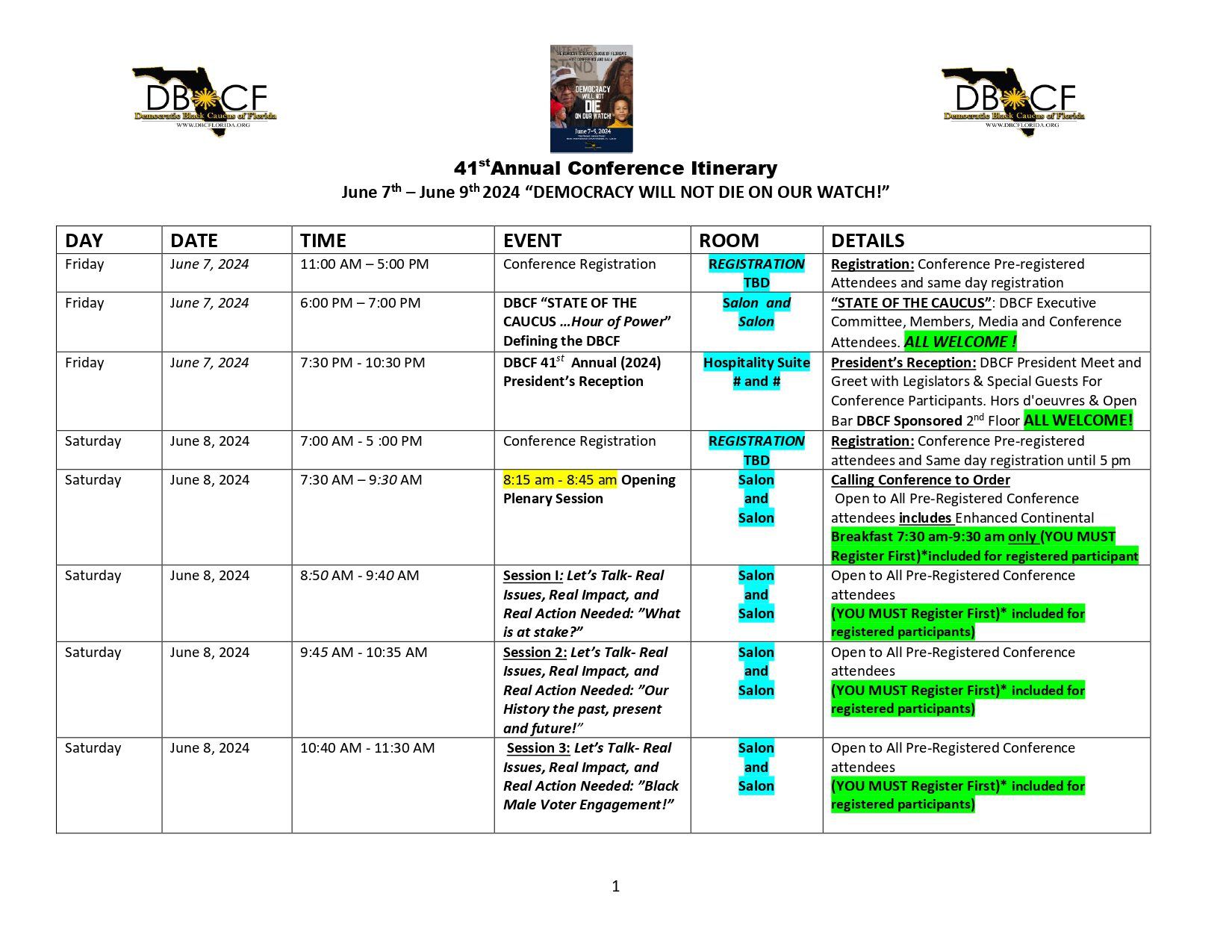 Conference Itinerary