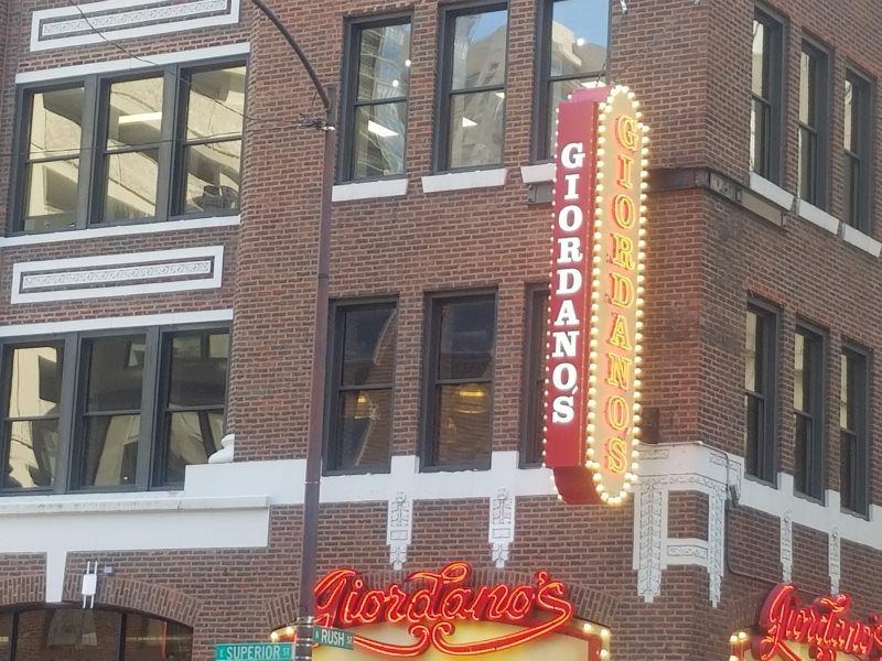 Projecting Sign w/ neon and exposed bulbs