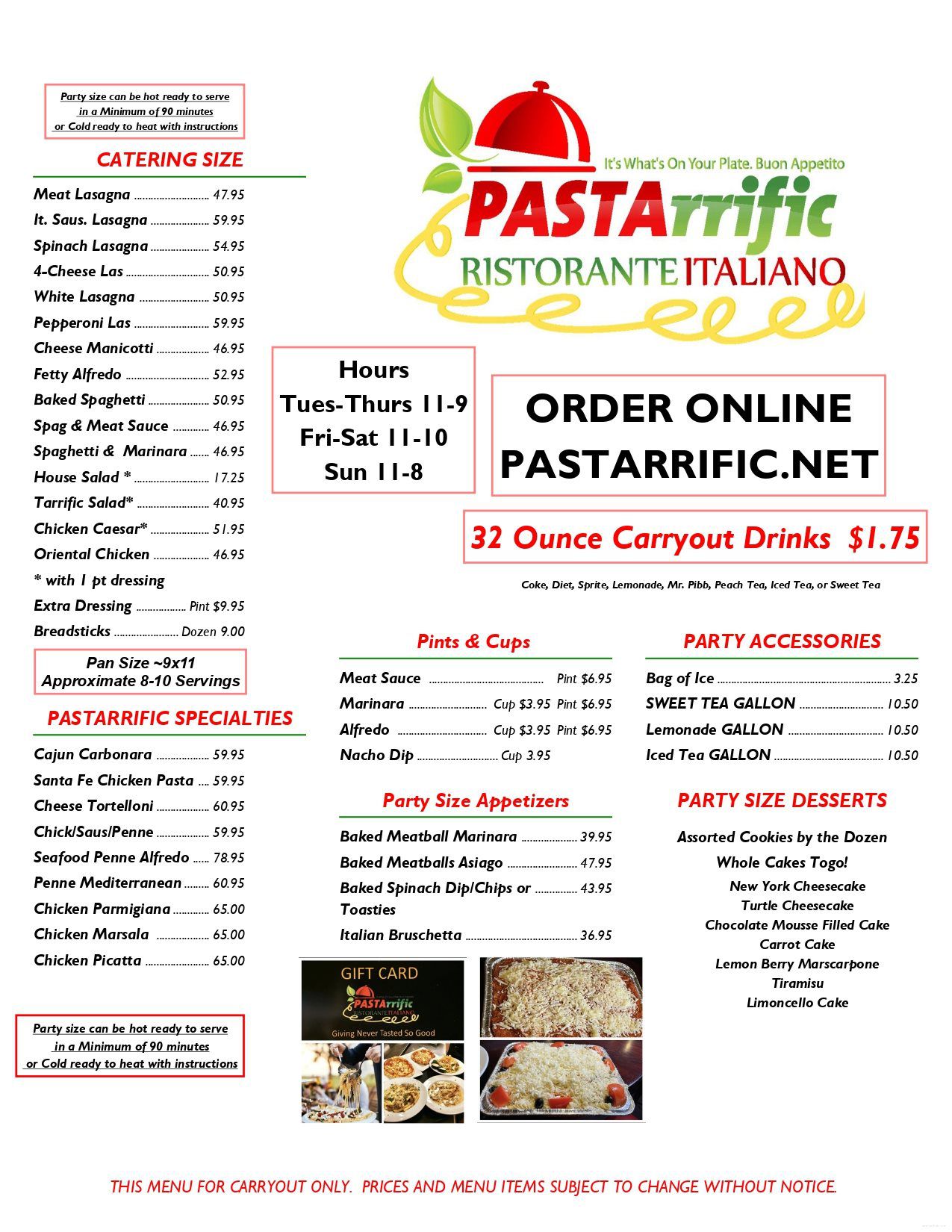Carryout Menu 1