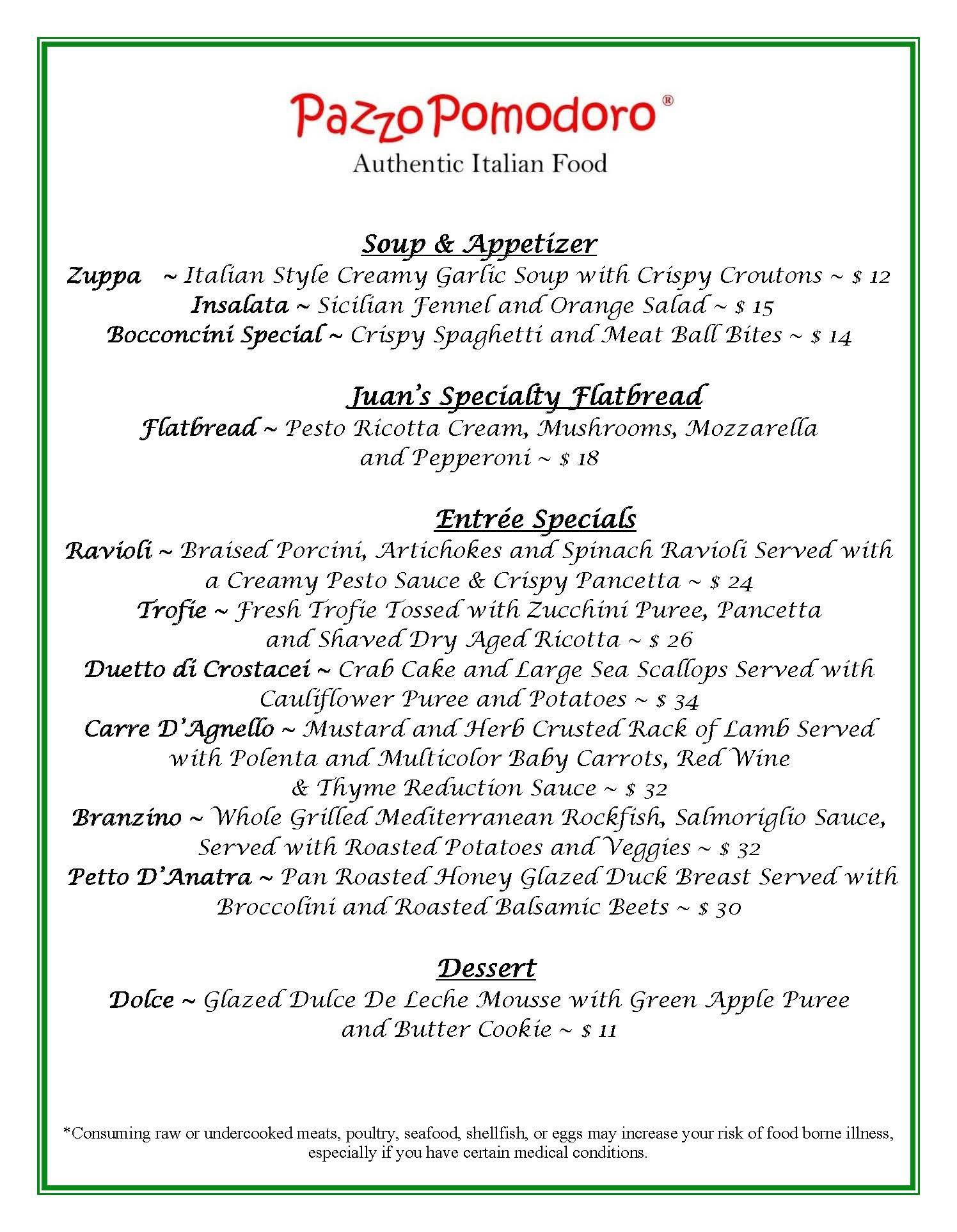 Ashburn Specials Pazzo Pomodoro