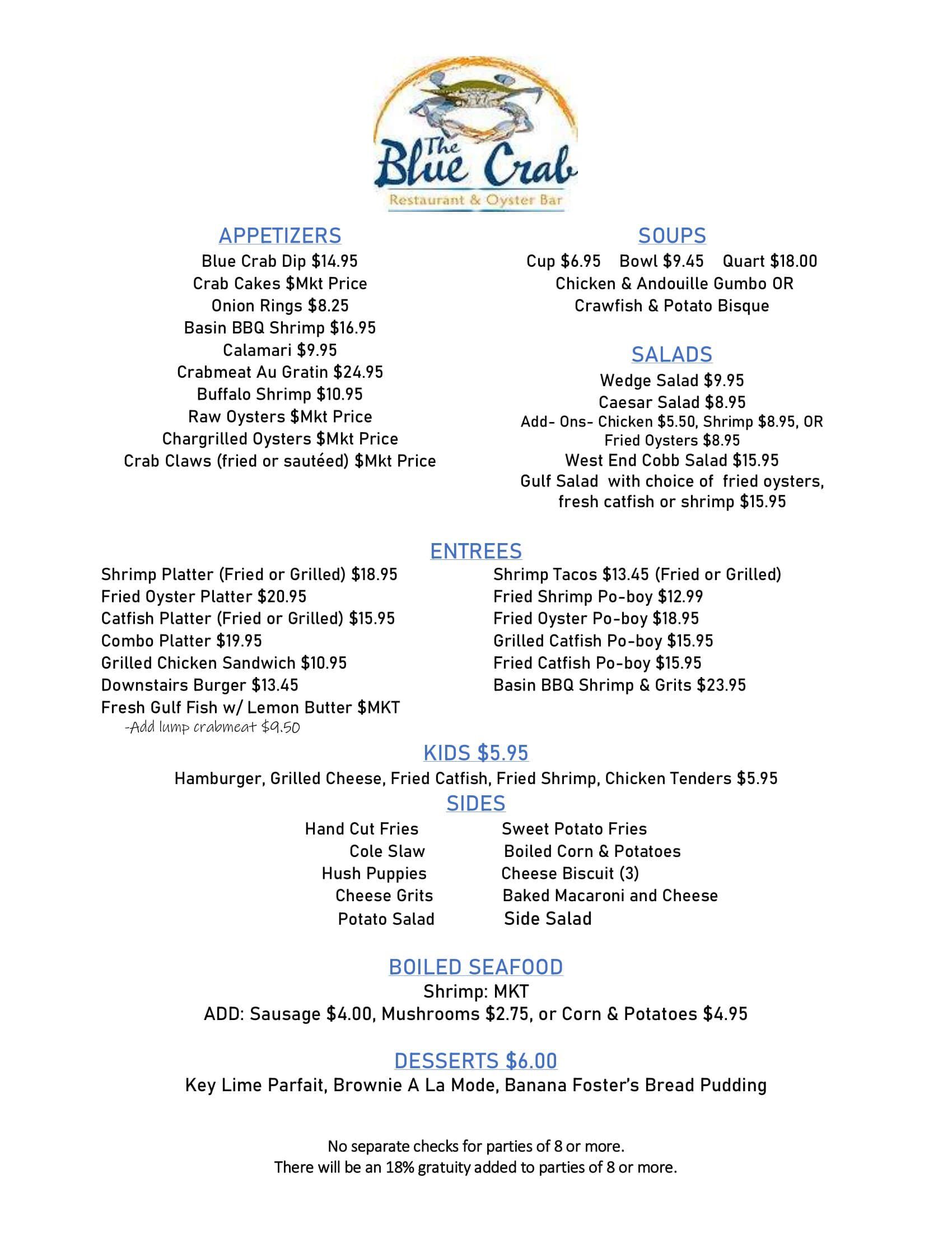 Restaurant and Oyster Bar in New Orleans The Blue Crab