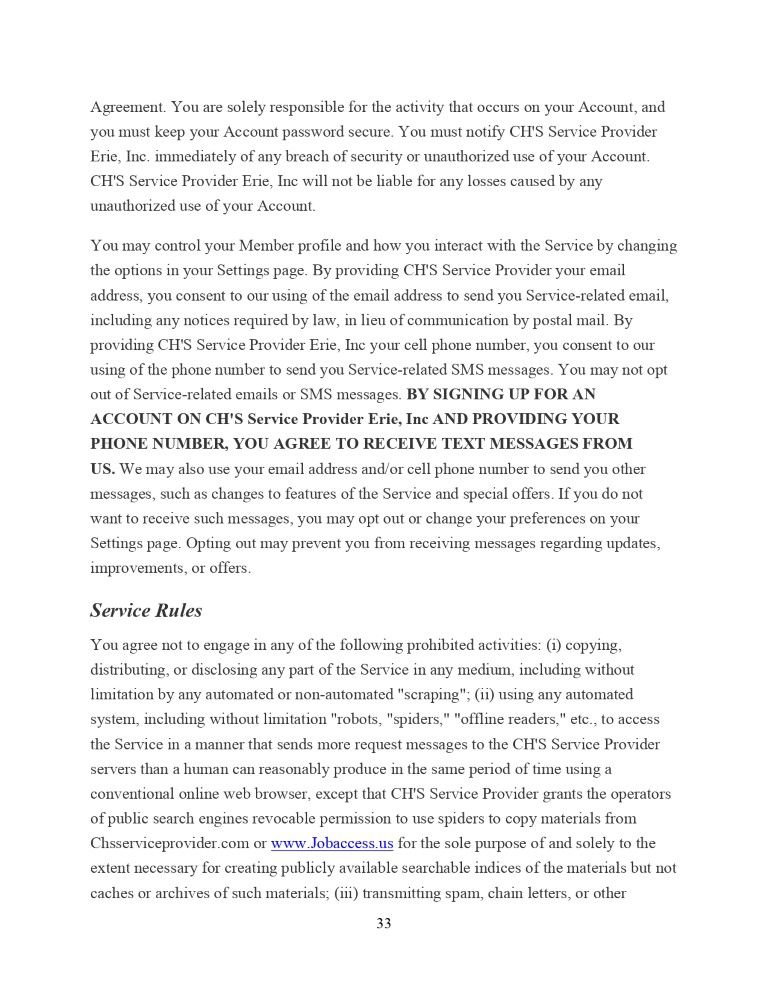 CH'S Service Provider