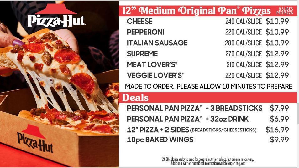 Pizza Menu