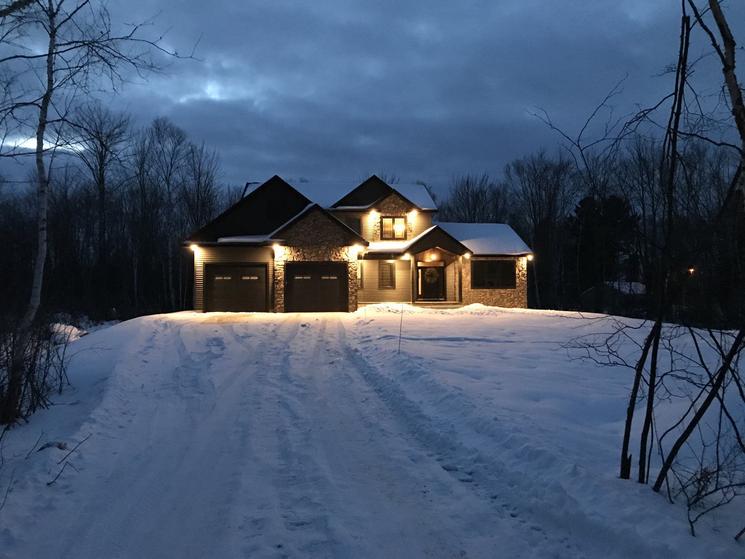 house with lights open