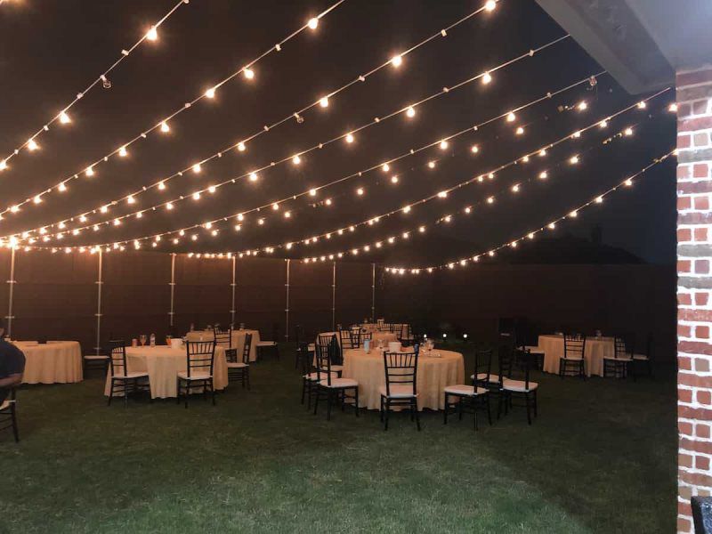 Backyard Decorated with String Lights