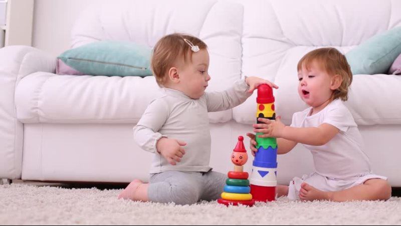 children playing in the living area