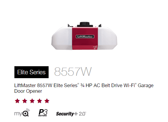 8557w elite series garage door opener