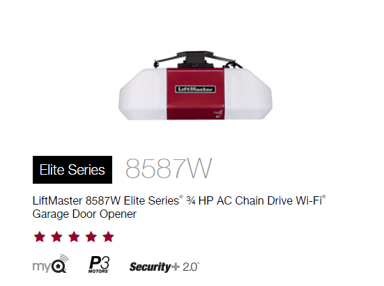 8587w elite series wifi garage door opener