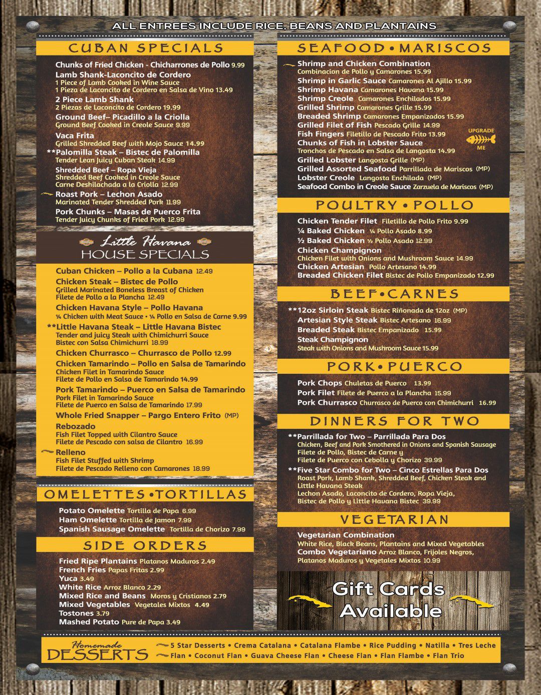 Deerfield Beach Authentic Cuban Food Menu - Little Havana Restaurant