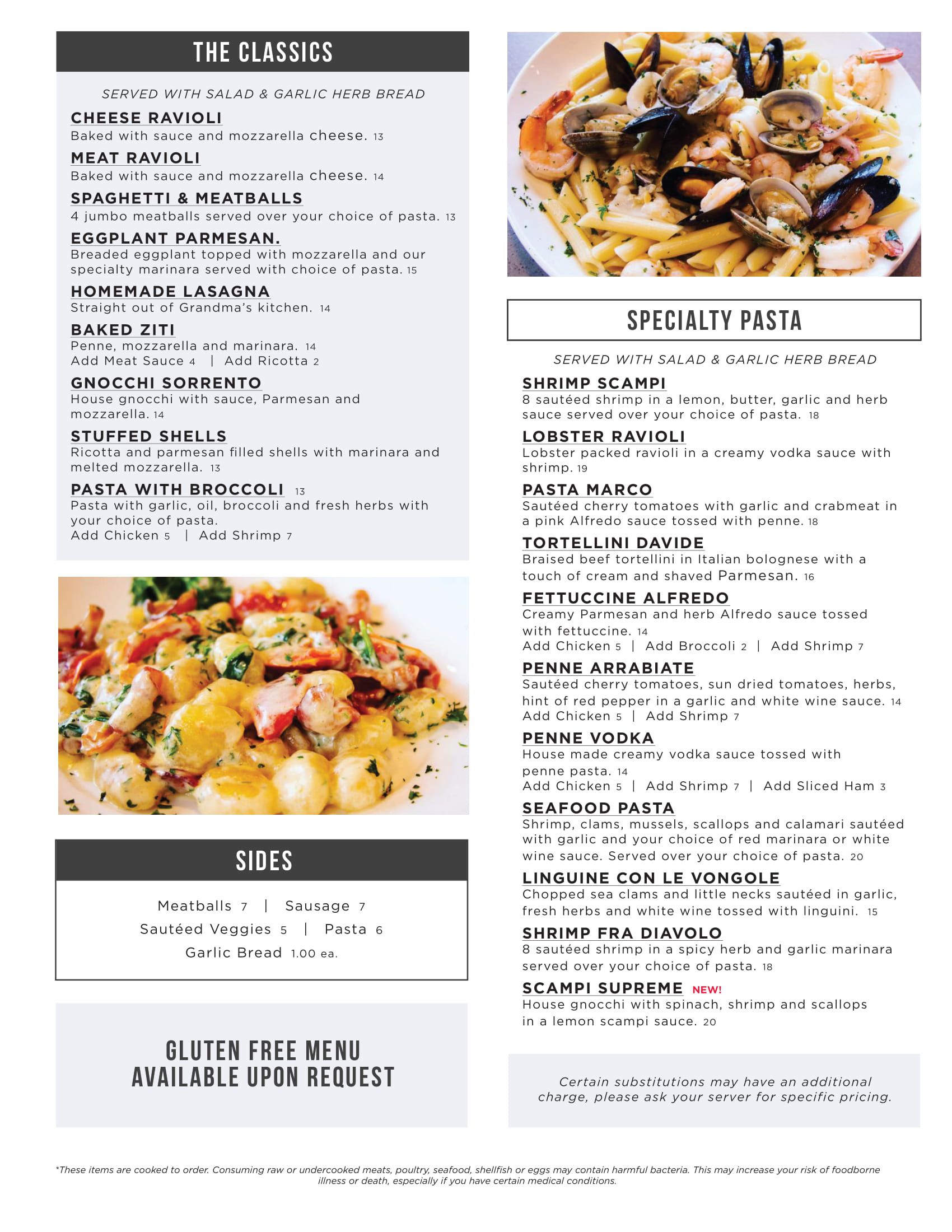 Menu Basile Italian Delight Restaurant