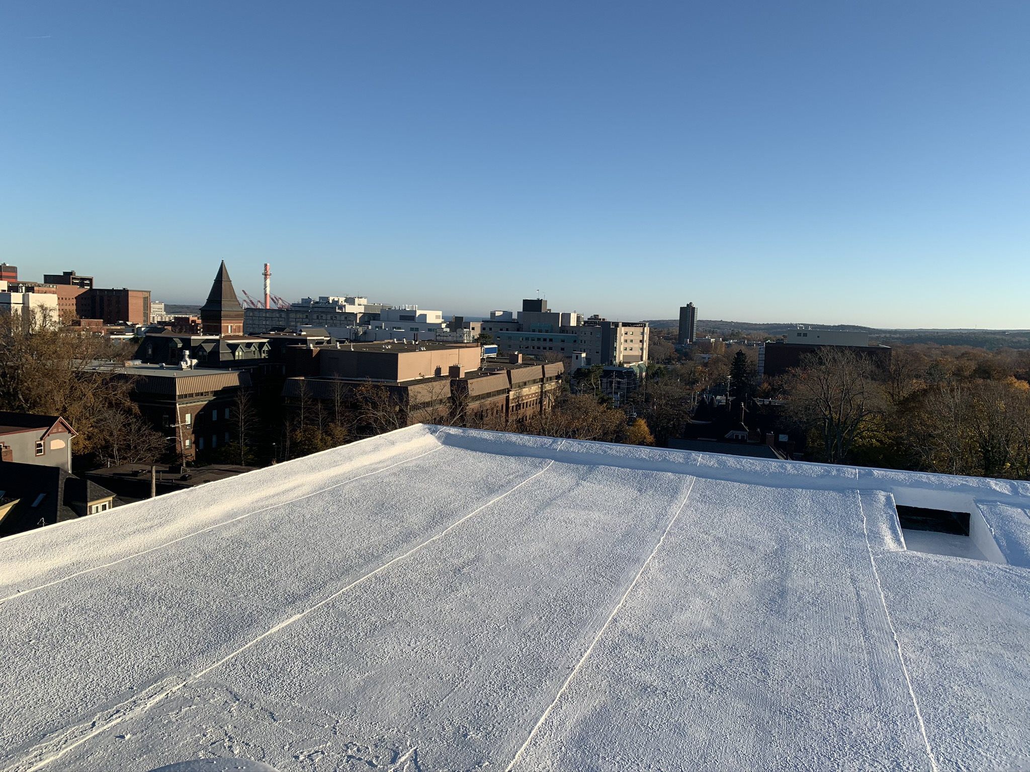 Church tower flat roof Halifax, rooftop view