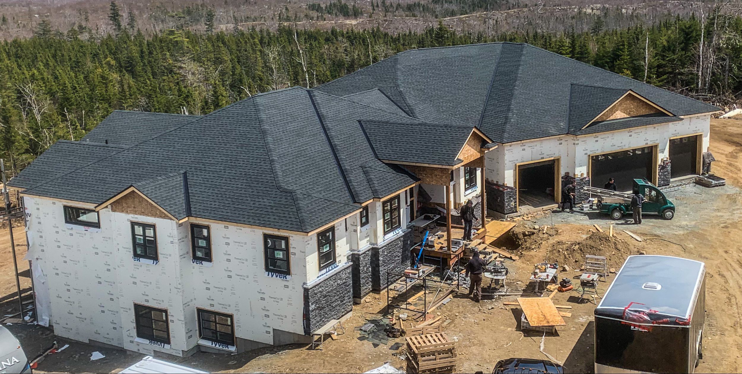 Large roof install, arial view of rooftop
