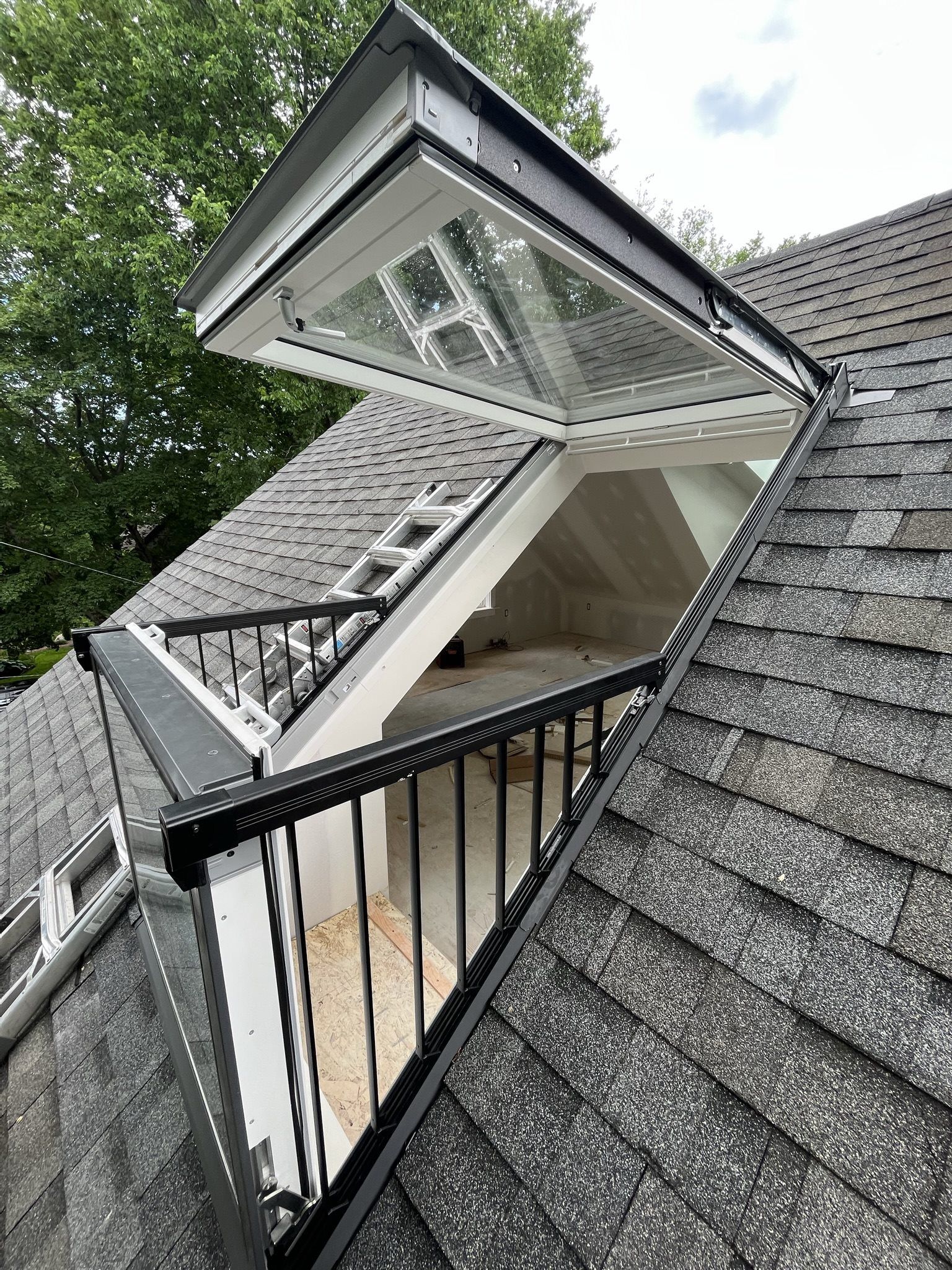 Open Velux Cabrio roof balcony