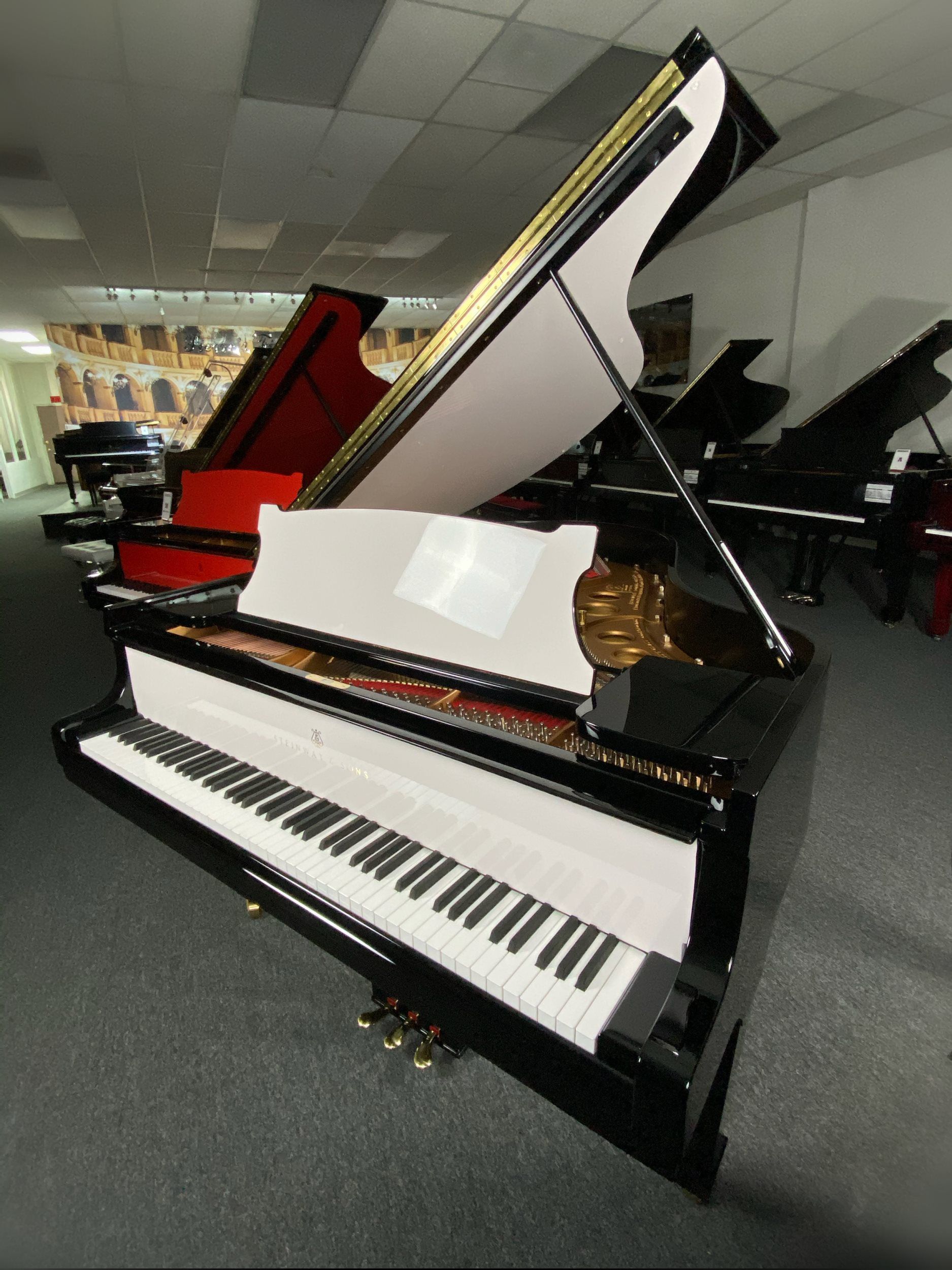 STEINWAY O  WHITE ON BLACK PIANO FOR SALE | Pierre's Fine Pianos