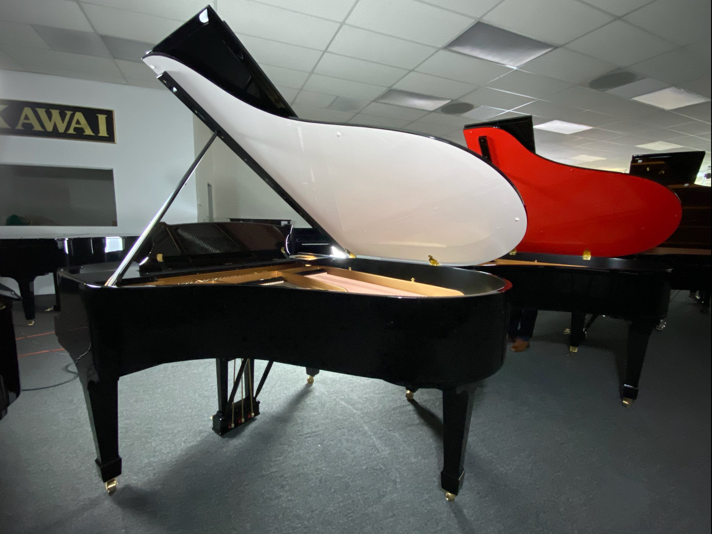 STEINWAY O WHITE ON BLACK PIANO FOR SALE | Pierre's Fine Pianos