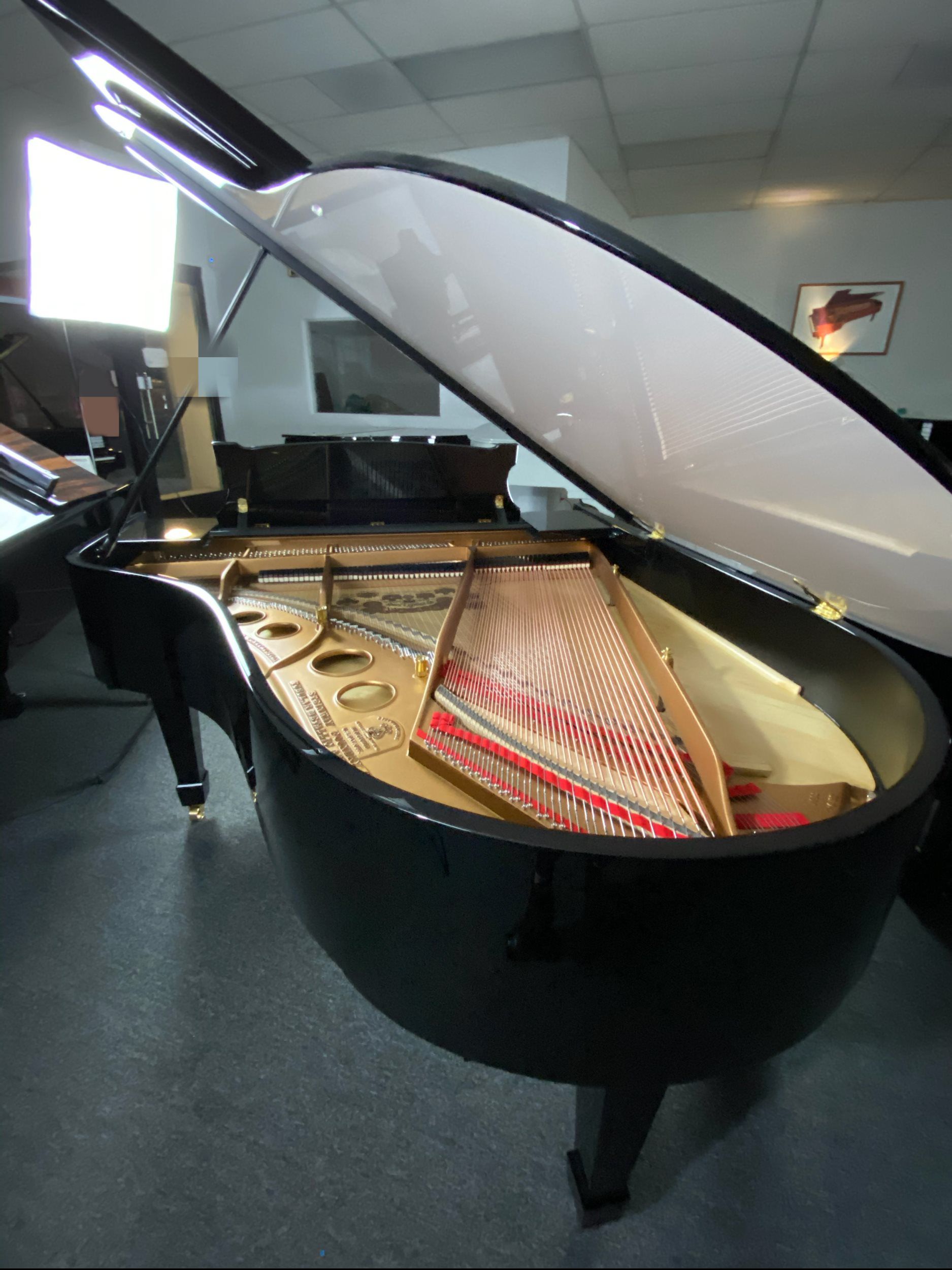 STEINWAY O WHITE ON BLACK PIANO FOR SALE | Pierre's Fine Pianos